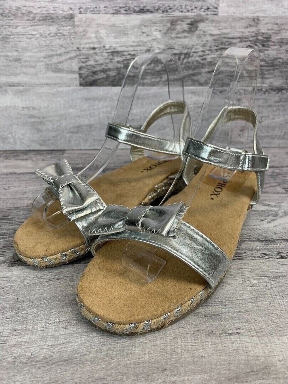 Girls Silver Metallic Sprox Bow Sandals Size 4